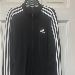 Adidas Men's Black Jacket with White Stripes